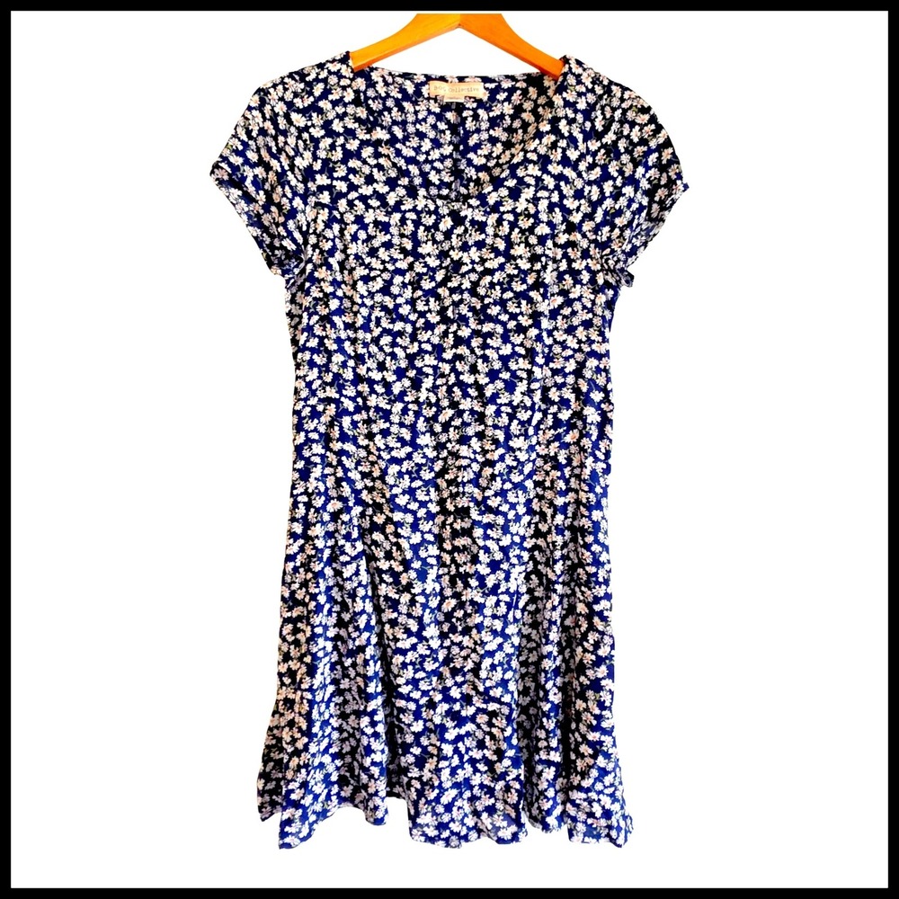 Band of Gypsies Dress Floral Daisy Midi Pockets Tie Back Cottagecore 90s y2k